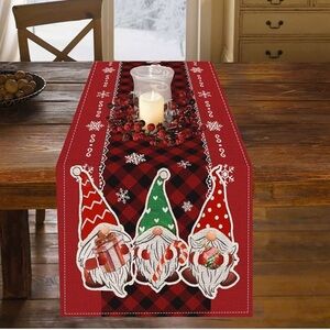 Merry Christmas gnomes table runner